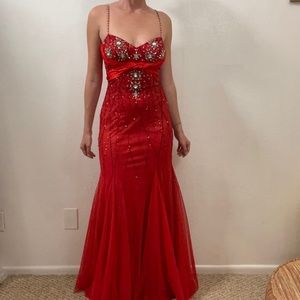 Jovani Red full length glamour gown